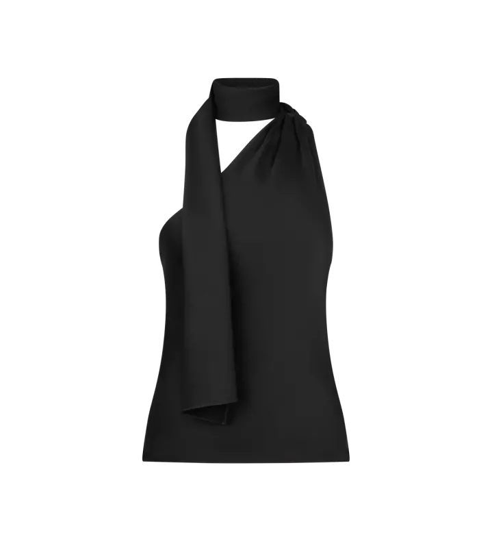 ONE SHOULDER TOP WITH SCARF DETAIL BLACK online